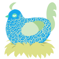A sky and gluppy chicken with a double-lace pattern