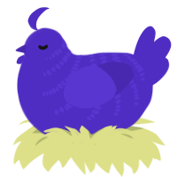 A indigo chicken with a half-bar pattern