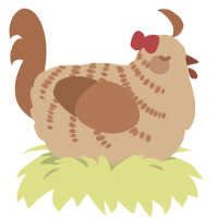 A beige and brown chicken with a half-bar pattern