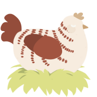 A cream and russet chicken with a half-bar pattern