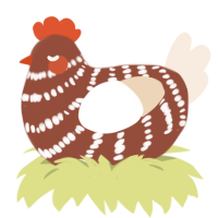 Ginger Bread, a russet and cream chicken with a bar pattern