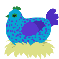 Ocean, a cerulean and indigo chicken with a speckle pattern