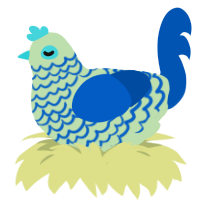 A gluppy and ultramarine chicken with a lace pattern