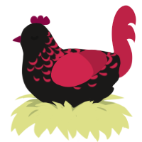 A sable and crimson chicken with a half-lace pattern
