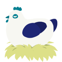 A white and navy chicken