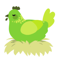 A grass and lime chicken with a neck-speckle pattern