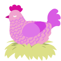 A pink and orchid chicken with a lace pattern