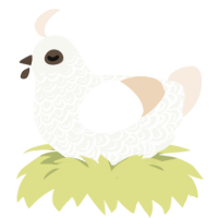 A white and cream chicken with a double-lace pattern
