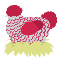 A mist and crimson chicken with a lace pattern