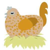 potato bread, a beige and ochre chicken with a speckle pattern