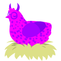 ココリコ, a amethyst and violet chicken with a speckle pattern