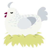 A white and mist chicken with a half-lace pattern