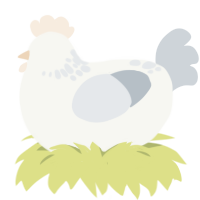 A white and mist chicken with a neck-speckle pattern