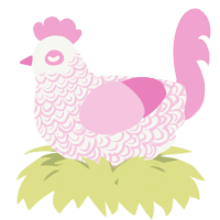 A white and pink chicken with a double-lace pattern