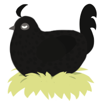 A sable and black chicken with a speckle pattern