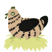 (unnamed), a beige and black chicken with a bar pattern
