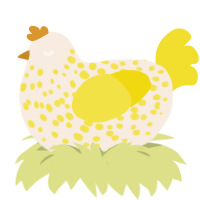 A cream and yellow chicken with a speckle pattern