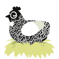 A black and white chicken with a double-lace pattern