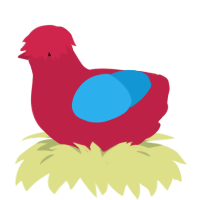 A crimson and sky chicken