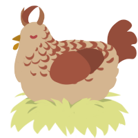 A beige and russet chicken with a half-lace pattern