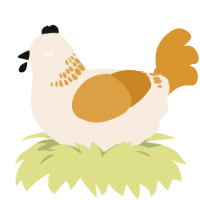 A cream and orange chicken with a neck-band pattern