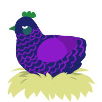 boysenberry, a navy and violet chicken with a lace pattern