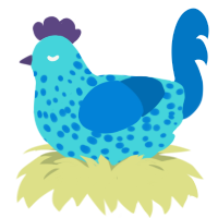 clues, a aqua and sapphire chicken with a speckle pattern