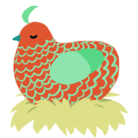 A vermilion and spring chicken with a lace pattern