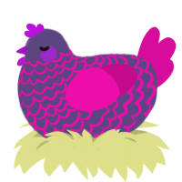 A overcast and fuchsia chicken with a lace pattern