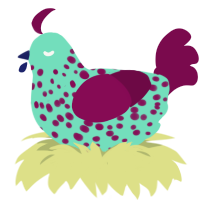 Sparkle, a mint and wine chicken with a speckle pattern