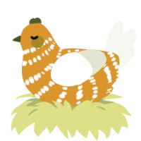 A orange and white chicken with a bar pattern