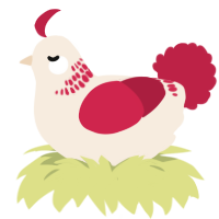 Berry, a cream and crimson chicken with a neck-band pattern