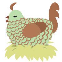 A gluppy and brown chicken with a lace pattern