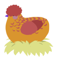 A orange and red chicken with a half-lace pattern