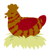 Strangle the Hero, a gold and crimson chicken with a bar pattern