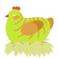 A lime and orange chicken with a half-bar pattern