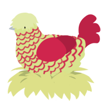 A lemon and crimson chicken with a lace pattern