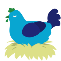 marker, a cerulean and navy chicken