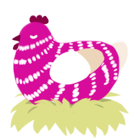 Dragonfruit, a fuchsia and cream chicken with a bar pattern