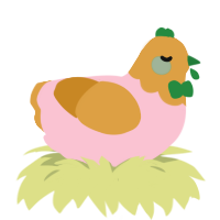 A rose and orange chicken with a head pattern