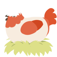 A cream and vermilion chicken with a head pattern