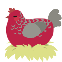 A crimson and ash chicken with a half-lace pattern