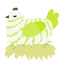 Battery Acid, a white and lime chicken with a bar pattern