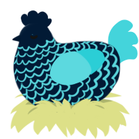 A tumblr and aqua chicken with a lace pattern