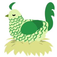 A apple and viridian chicken with a lace pattern