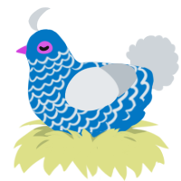 failure 13, a sapphire and mist chicken with a lace pattern