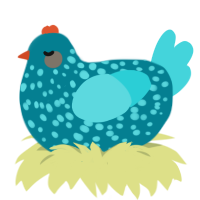 (unnamed), a sea and aqua chicken with a speckle pattern