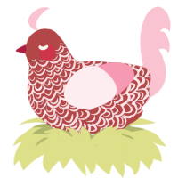 Strawberry swirl, a red and rose chicken with a double-lace pattern