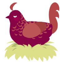 A maroon and red chicken with a half-lace pattern