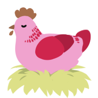 A pink and crimson chicken with a neck-band pattern